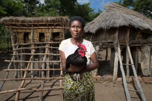 Lilian in Zambia with Chicken