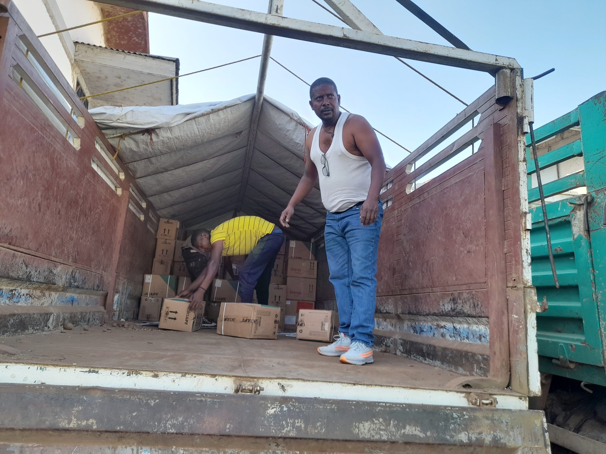 Self Help Africa staff delivering aid in Ethiopia's Amhara region